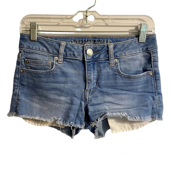 American Eagle Outfitters Pants - American Eagle Outfitters Shortie Denim Jean Shorts Size 4 Blue Cutoff S…